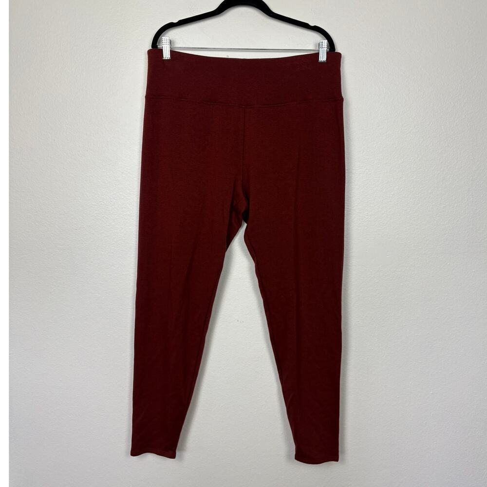 NWT Eileen Fisher Cozy Brushed Terry Hug Burgundy High Rise Supper Leggings XL